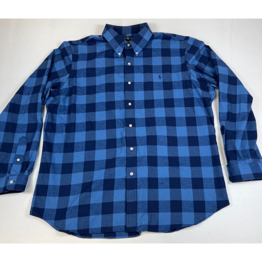 Polo Ralph Lauren Men’s XXL Blue Buffalo Plaid Performance Flannel Shirt